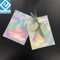 infant Garments Packaging holographic pouch bag 3d material with zipper for shower cap traveling suit baby hat/socks